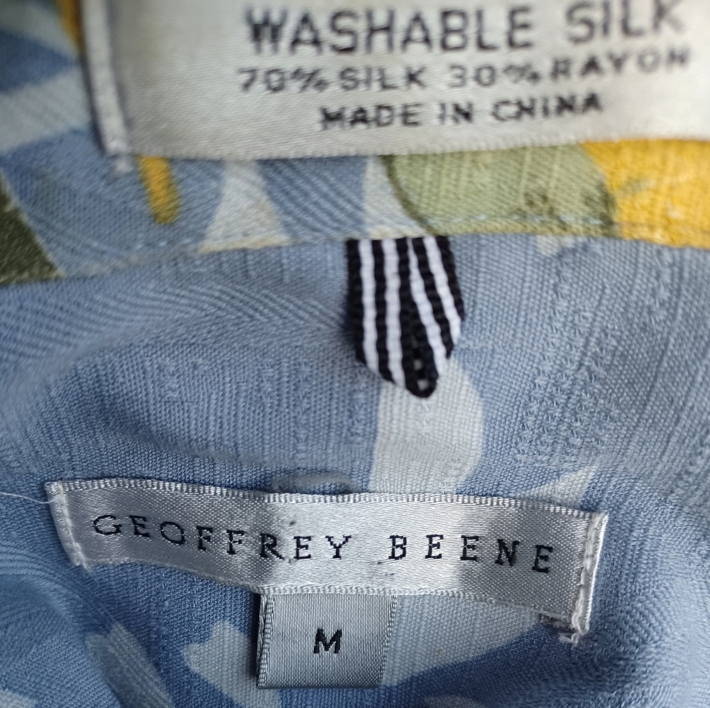GEOFFREY BEENE Silk Hawaiian Floral Leaf Vintage Shirt EUC - Picture 7 of 9